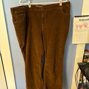 Woman Within Brown Corduroy Pants